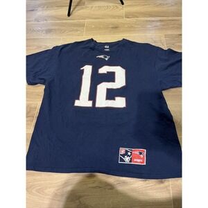 Tom Brady New England Patriots Jersey Blue Majestic Size 2XL NFL T Shirt